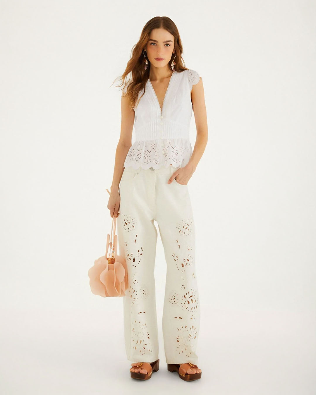 Farm Rio Embroidered Lace Blouse