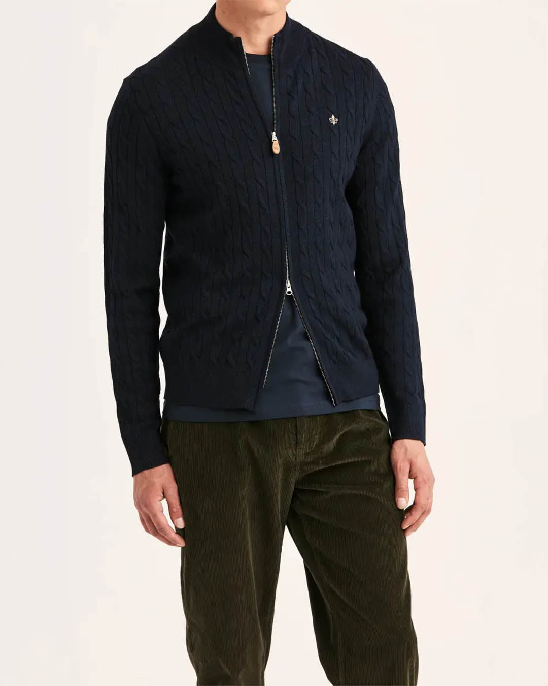 Morris Merino Cable Zip Cardigan
