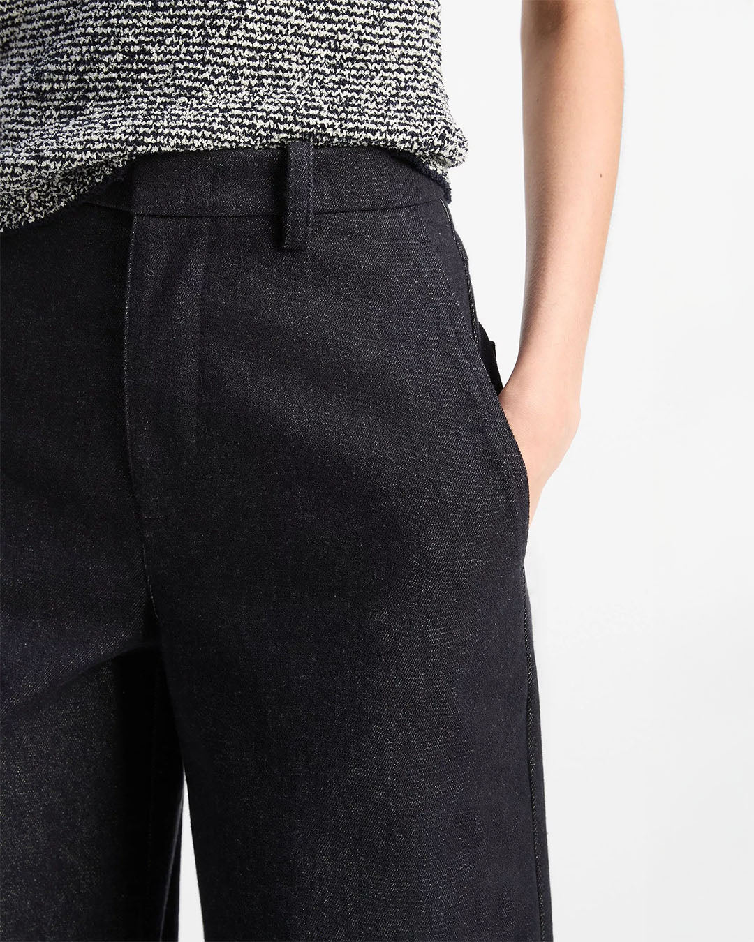 Vince Italian Cotton High-Waist Wide-Leg Pant