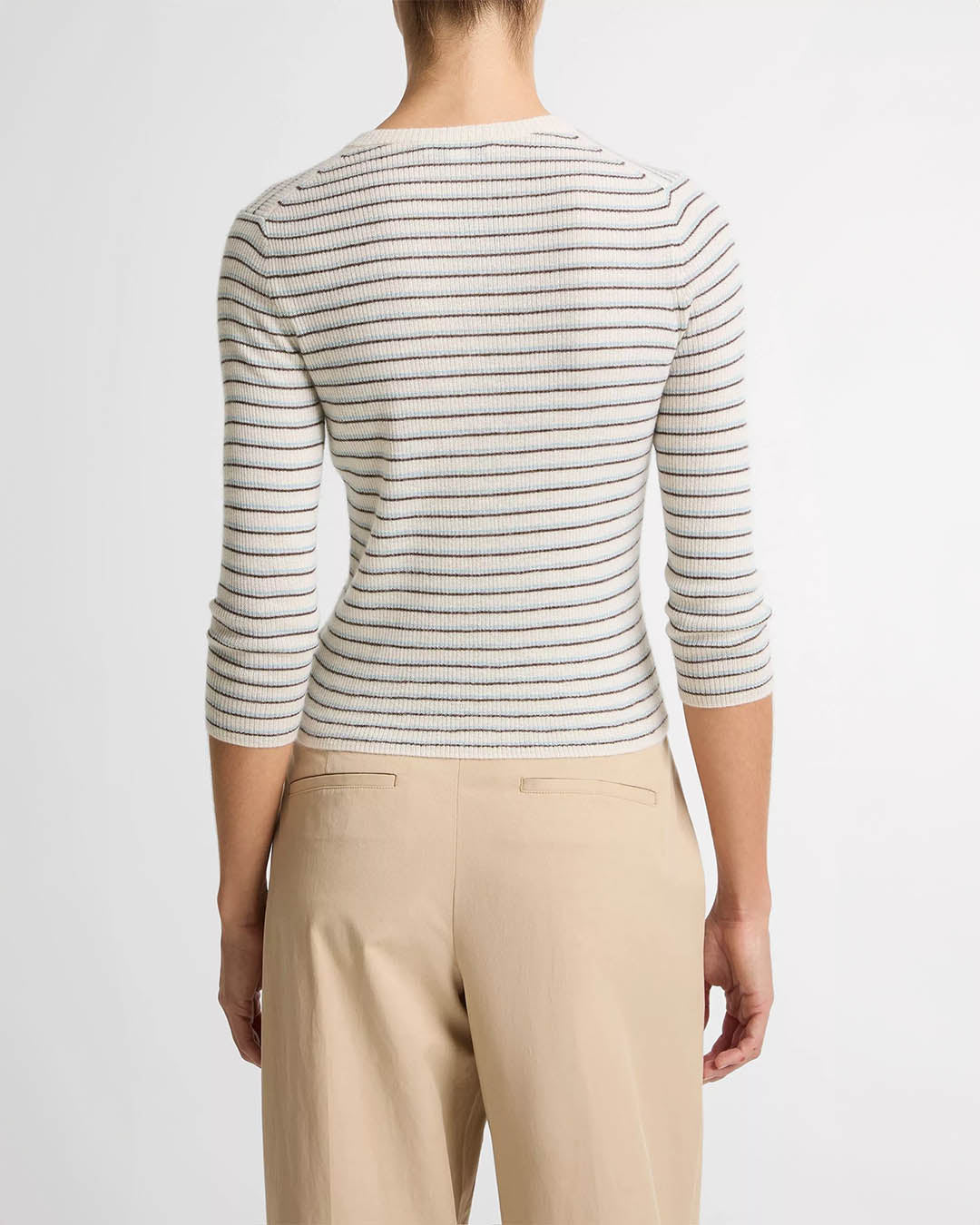 Vince Striped High V-Neck