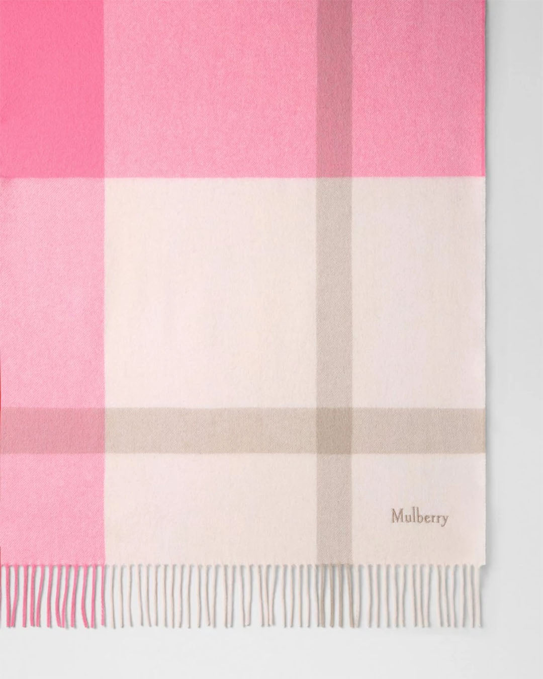 Mulberry Large Check Merino Wool Scarf