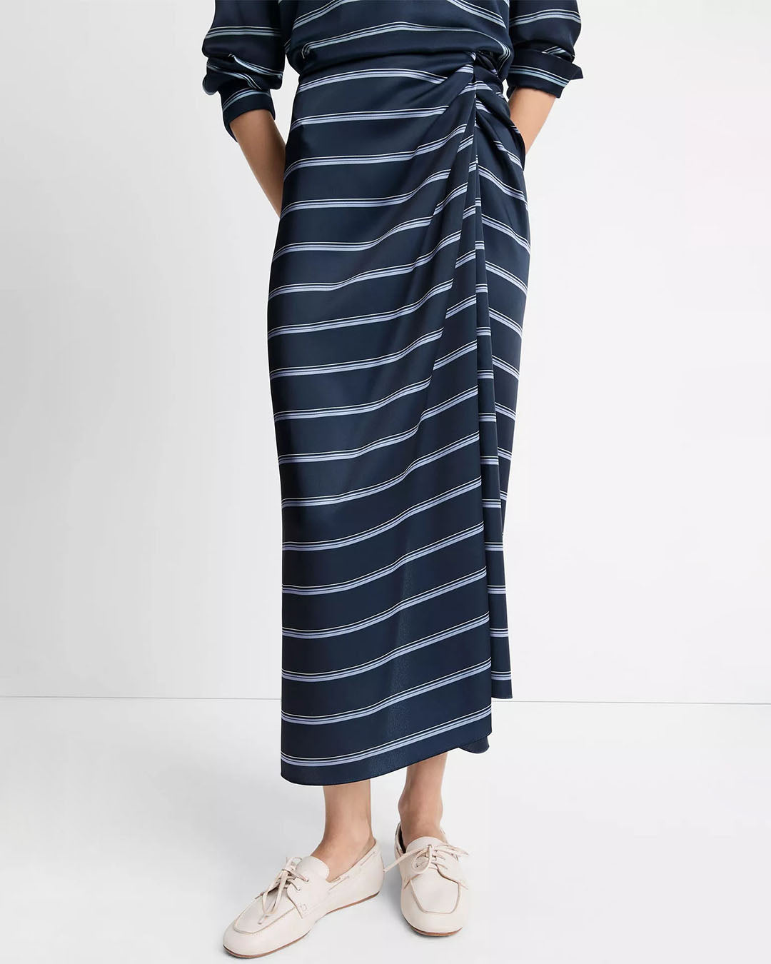 Vince Rugby Stripe Gathered Skirt