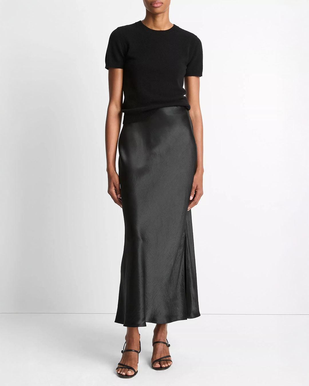 Vince Satin Side Slit Slip Skirt