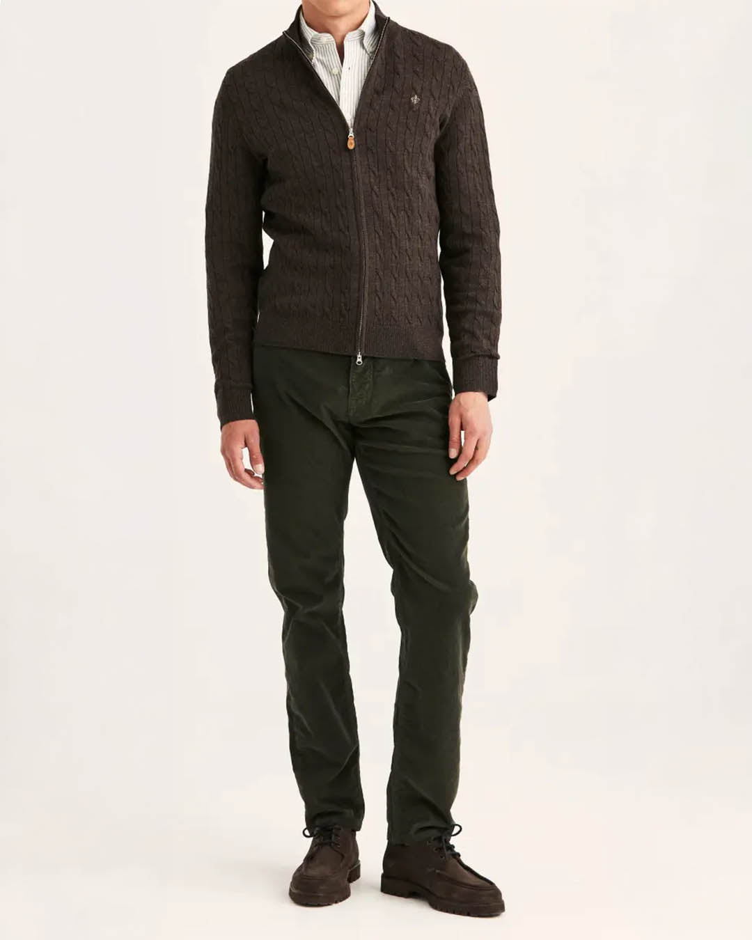 Morris Merino Cable Zip Cardigan
