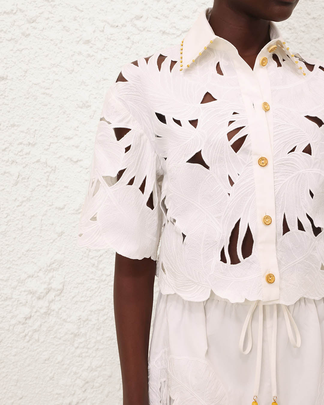 Zimmermann Mahon Embroidered Crop Shirt