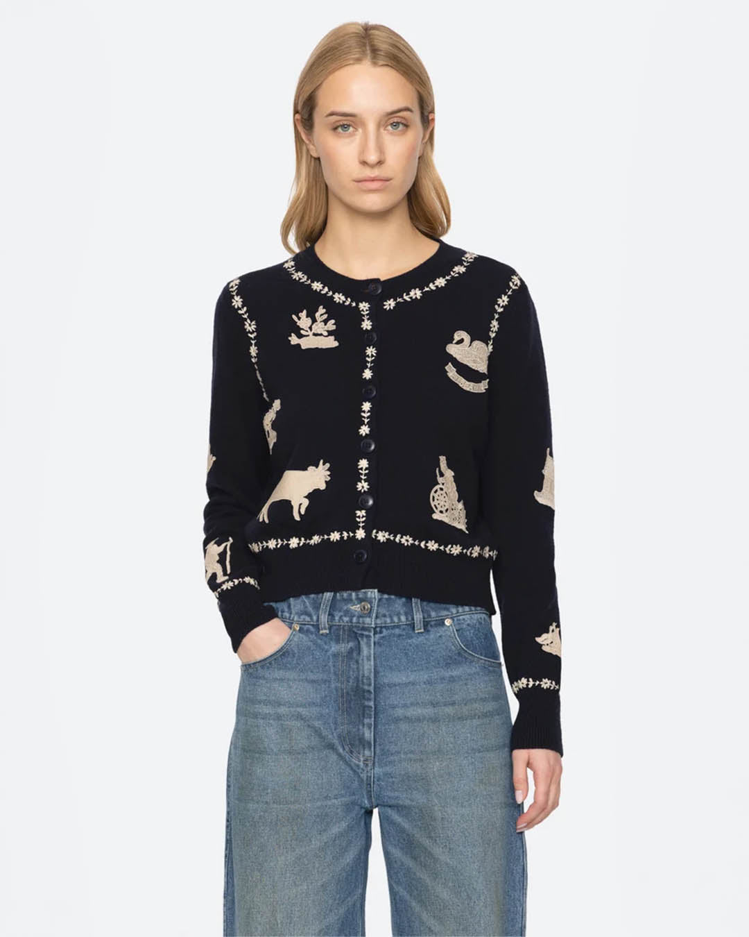 Sea New York Margeurite Lace Patch L/SLV Cardigan