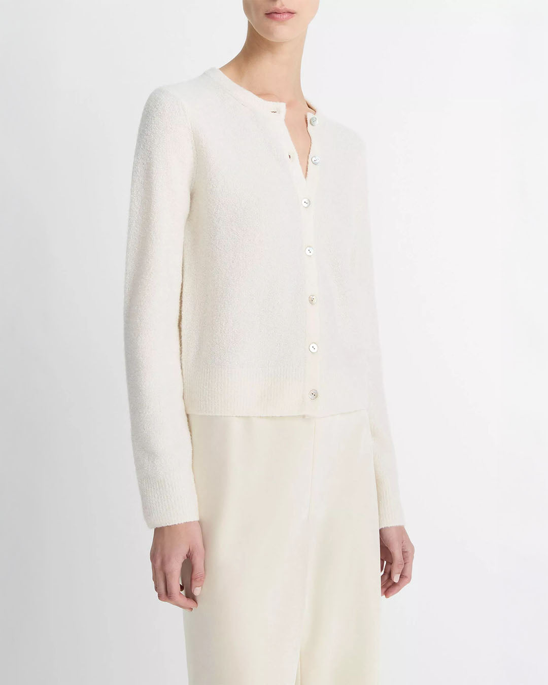 Vince Silk & Cashmere-Blend Bouclé Cardigan