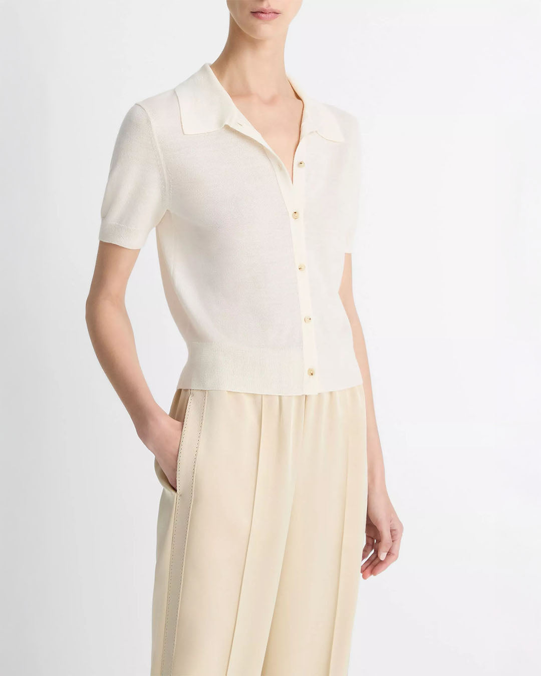 Vince Wool-Blend Collared Button Front