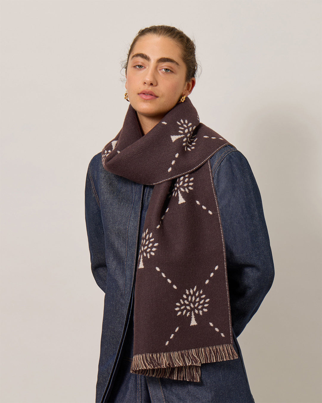 Mulberry Diamond Tree Jacquard Scarf