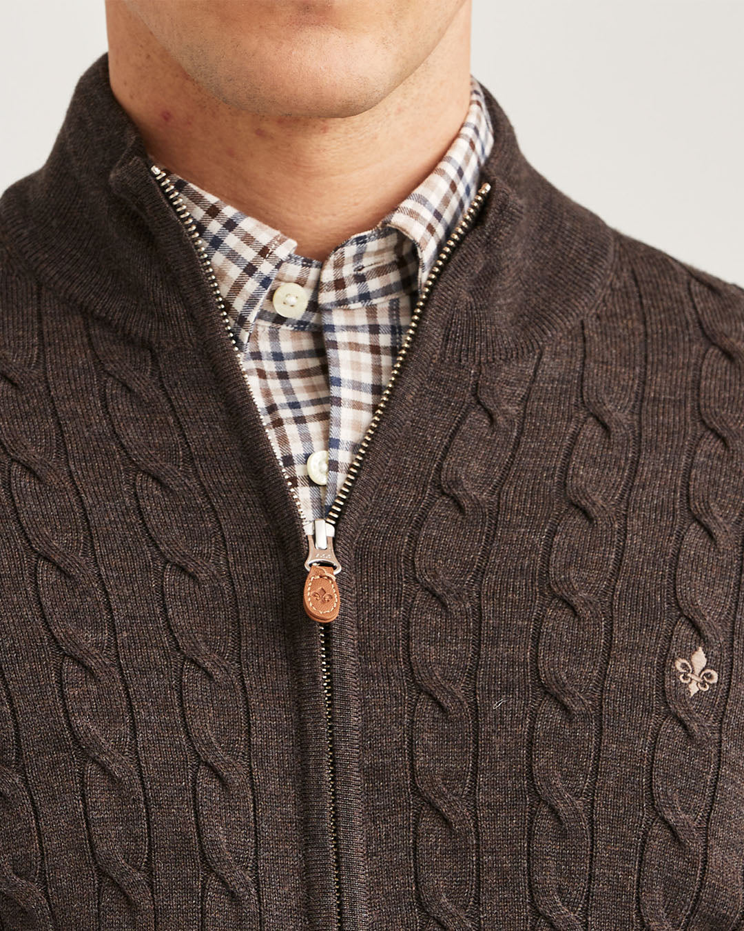 Morris Merino Cable Zip Cardigan