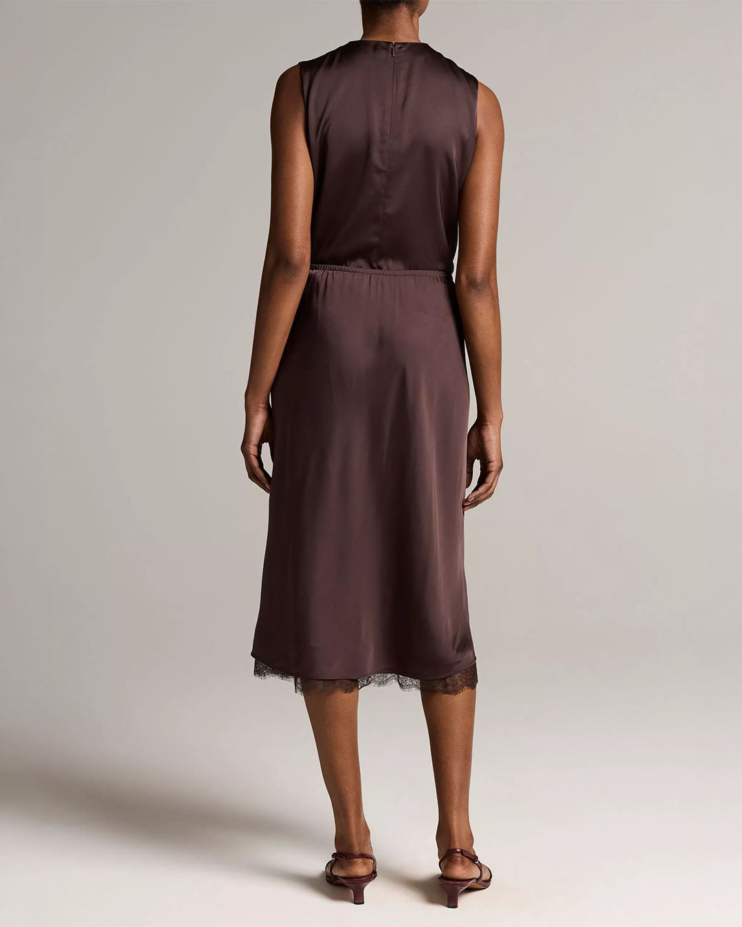 Vince Lace-Trim Satin Slip Skirt