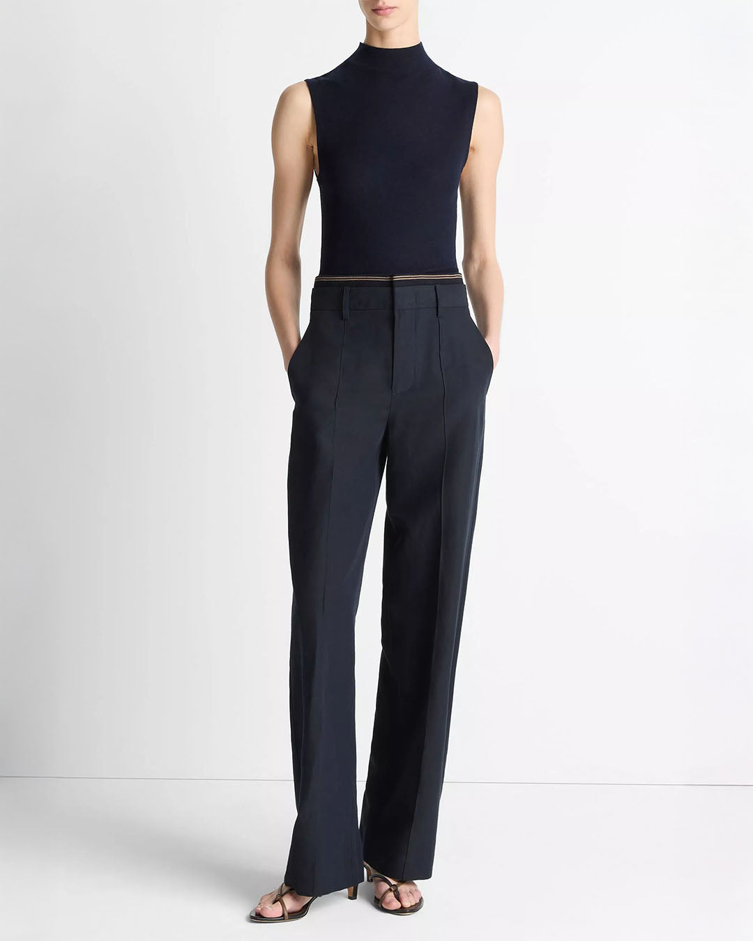 Vince Wool-Blend Sleeveless Mock-Neck