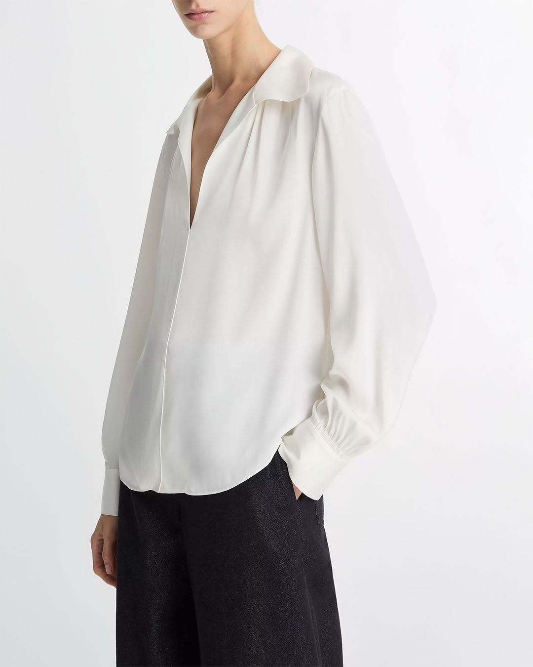 Vince Placed Smocked L/S Blouse