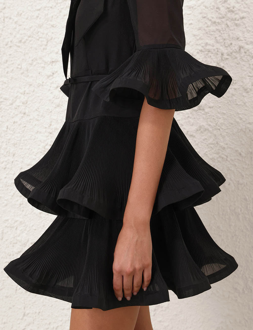 Zimmermann Pleated Sleeve Mini Dress