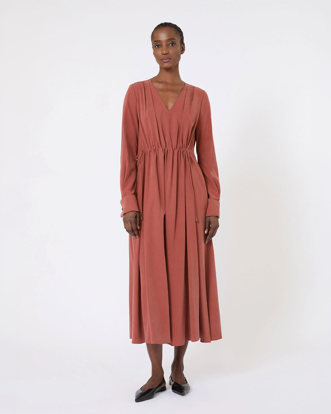 Max Mara Full Washed Silk Canvas Dress