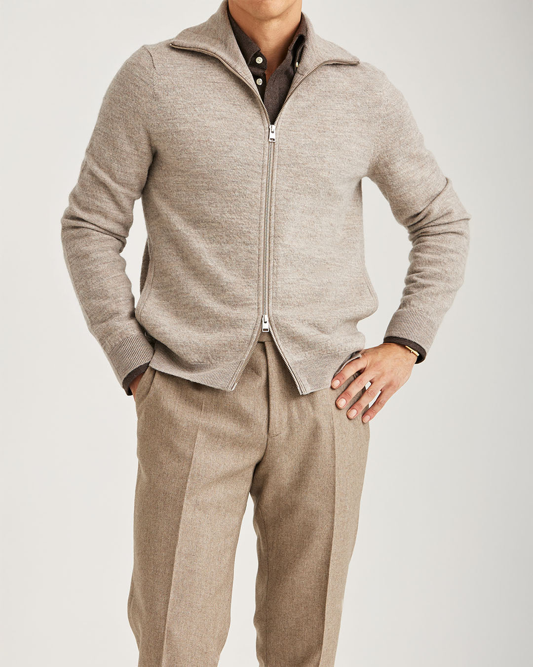 Morris Cork Knitted Zip Jacket