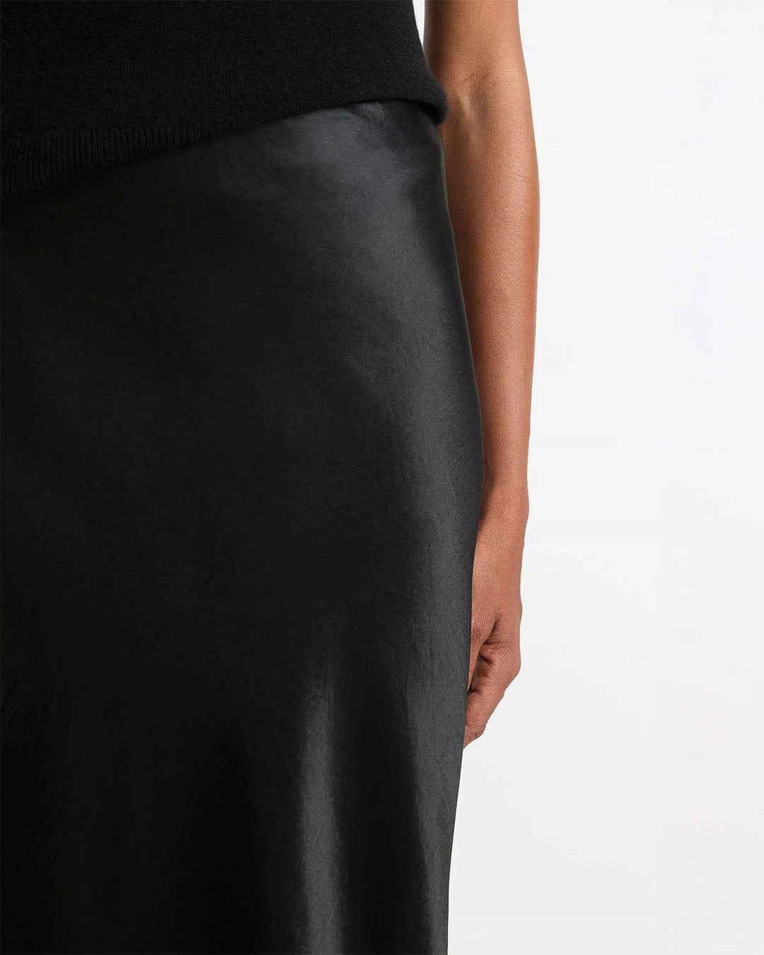 Vince Satin Side Slit Slip Skirt
