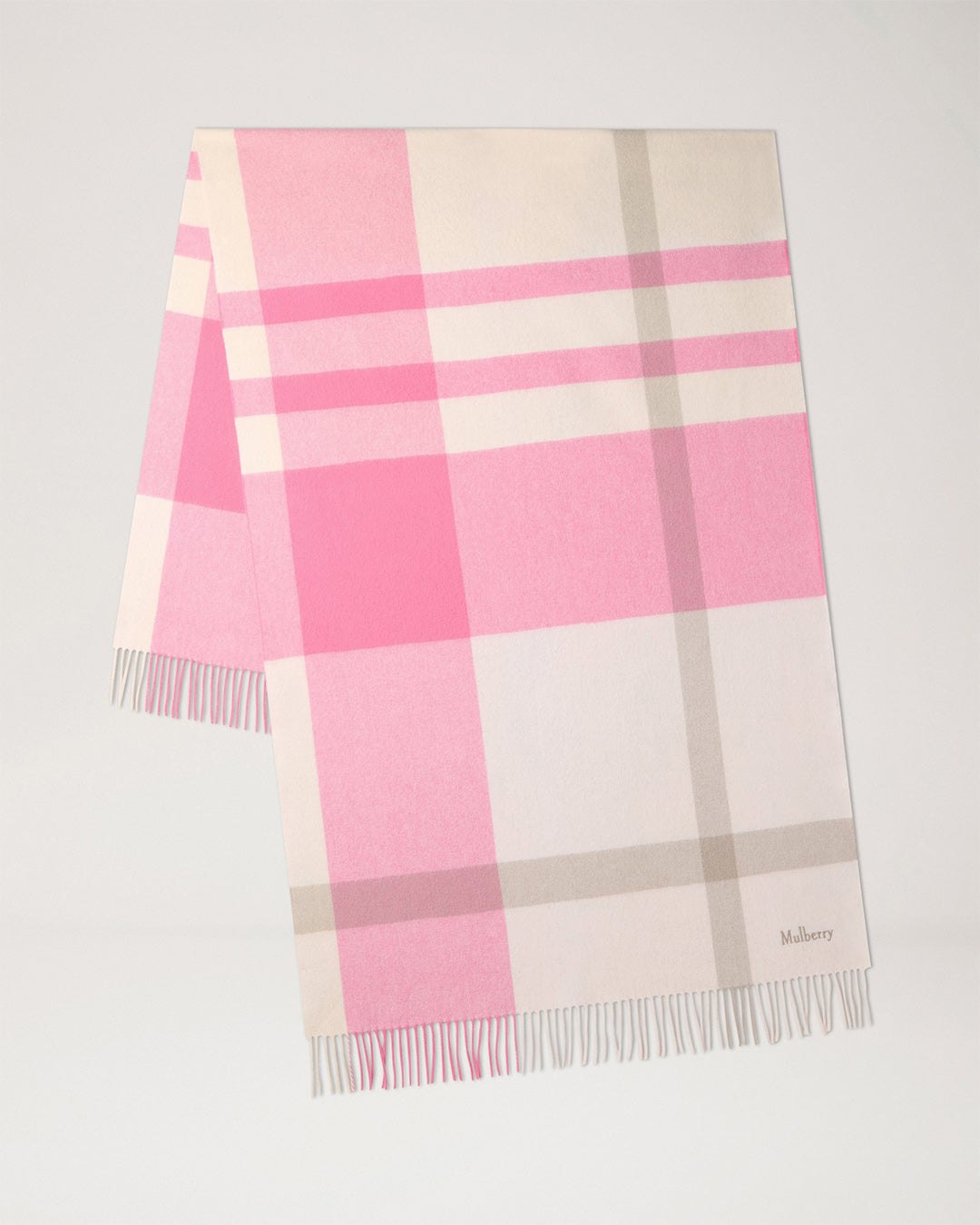 Mulberry Large Check Merino Wool Scarf