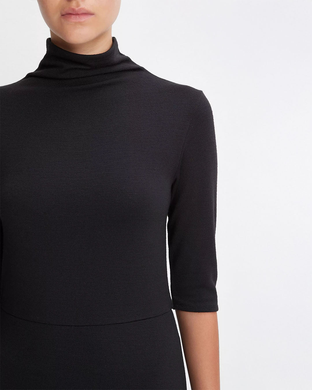 Vince Elbow-Sleeve Turtleneck Dress