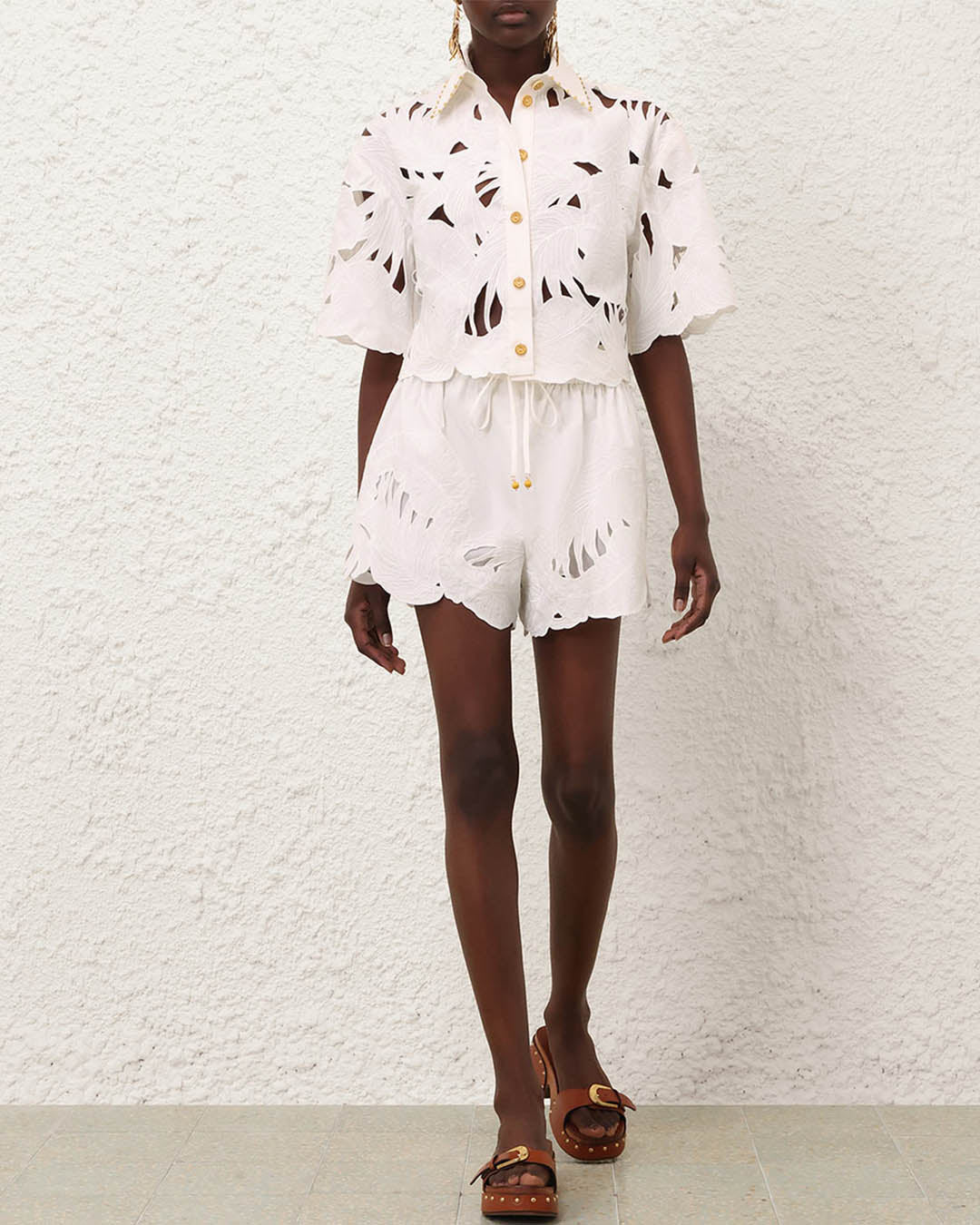 Zimmermann Mahon Embroidered Crop Shirt