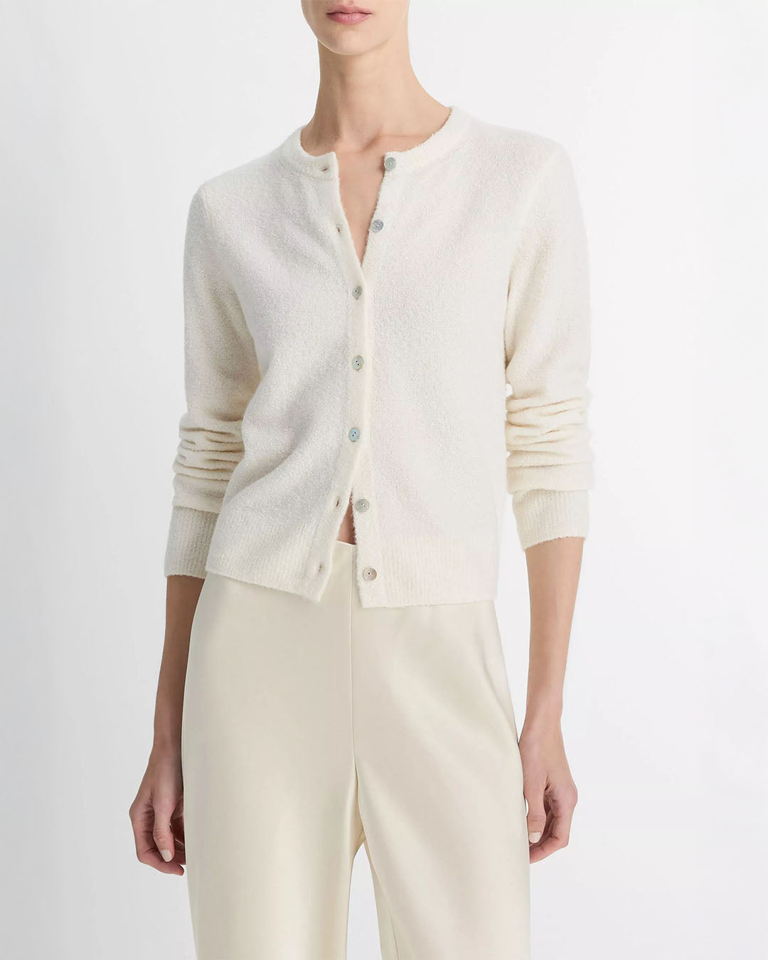 Vince Silk & Cashmere-Blend Bouclé Cardigan