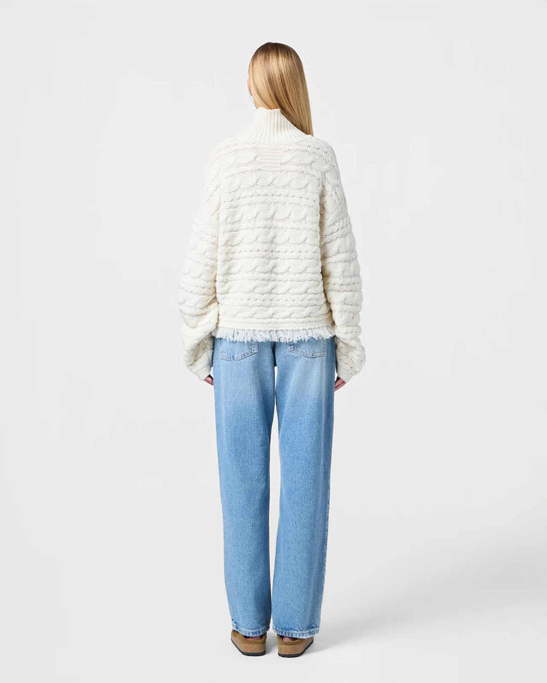 Guest In Residence Cropped Cable Turtleneck