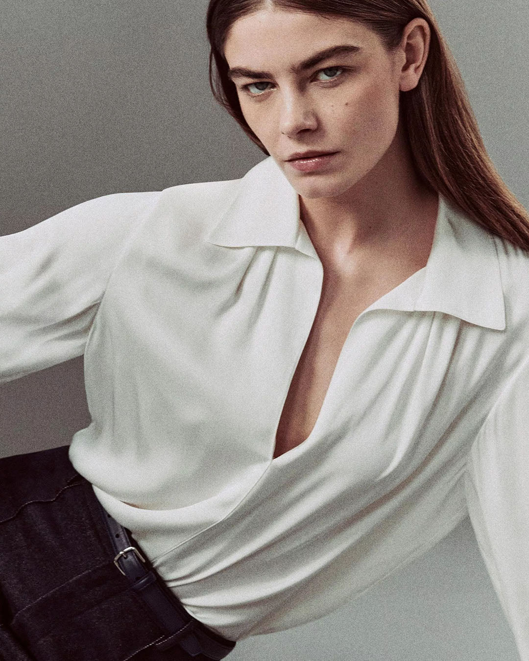 Vince Smocked Silk-Blend Blouse