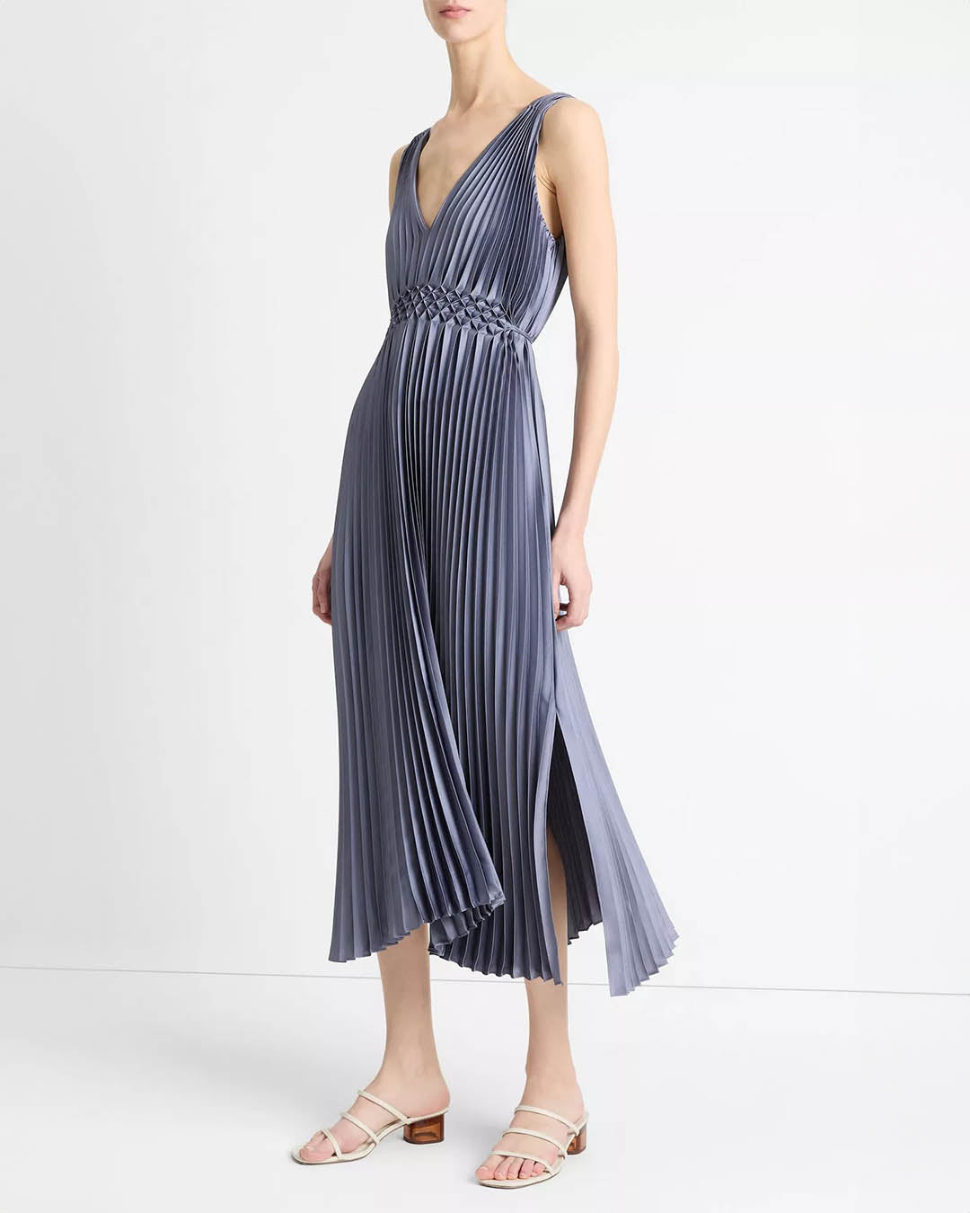 Vince Hand Smocked Pleated Dress