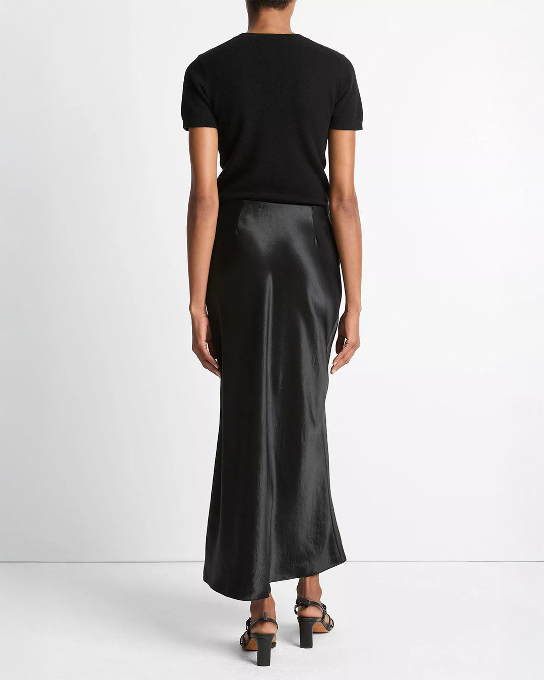 Vince Satin Side Slit Slip Skirt
