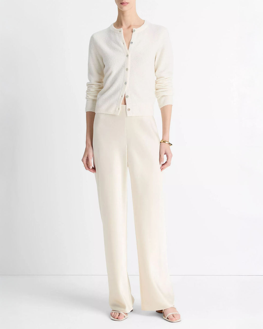 Vince Silk & Cashmere-Blend Bouclé Cardigan