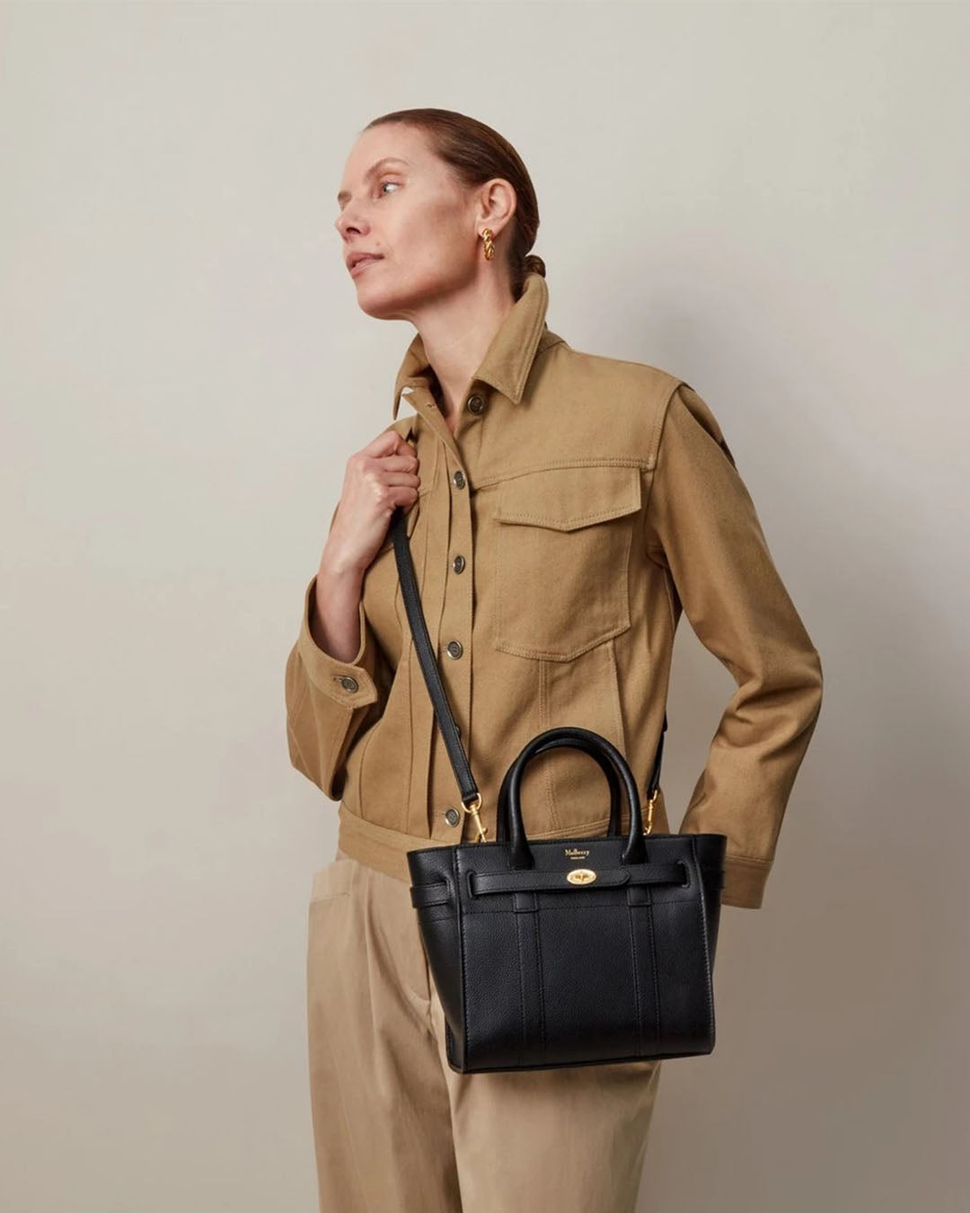 Mulberry Mini Zipped Bayswater Classic Grain