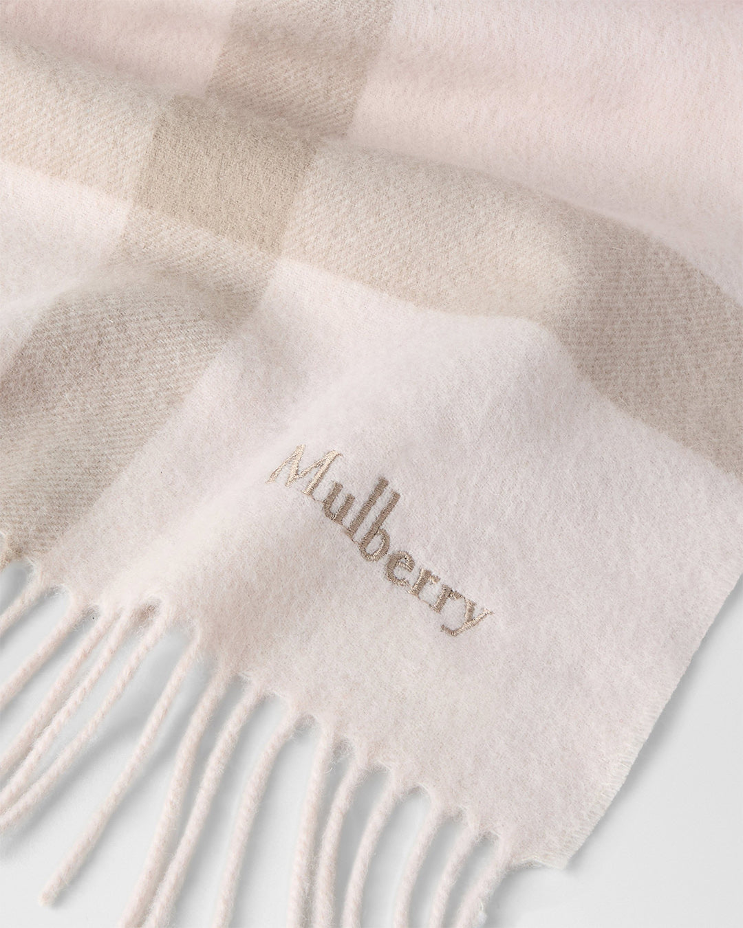 Mulberry Large Check Merino Wool Scarf