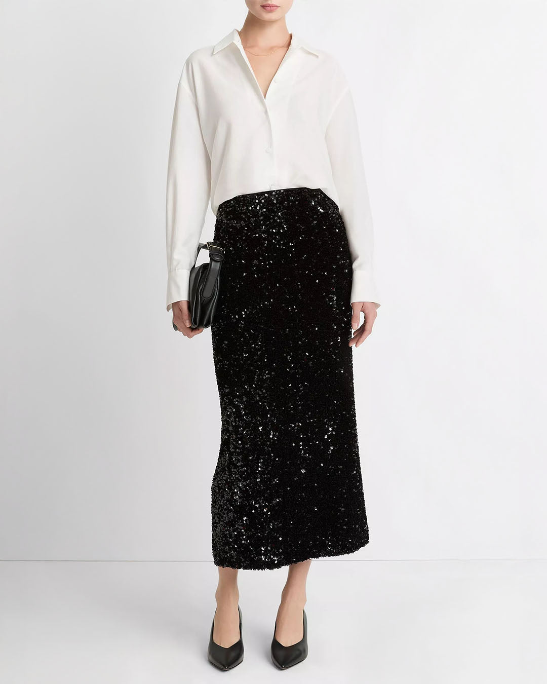 Vince Refined Twill Covered-Button Shirt