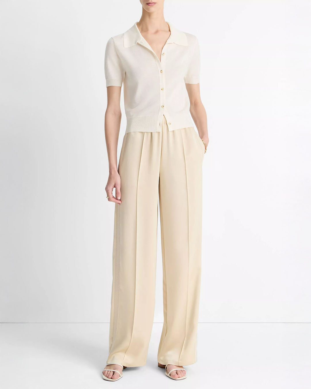 Vince Wool-Blend Collared Button Front