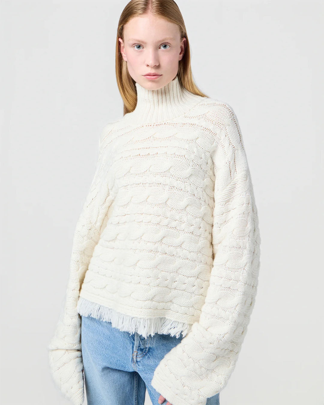 Guest In Residence Cropped Cable Turtleneck