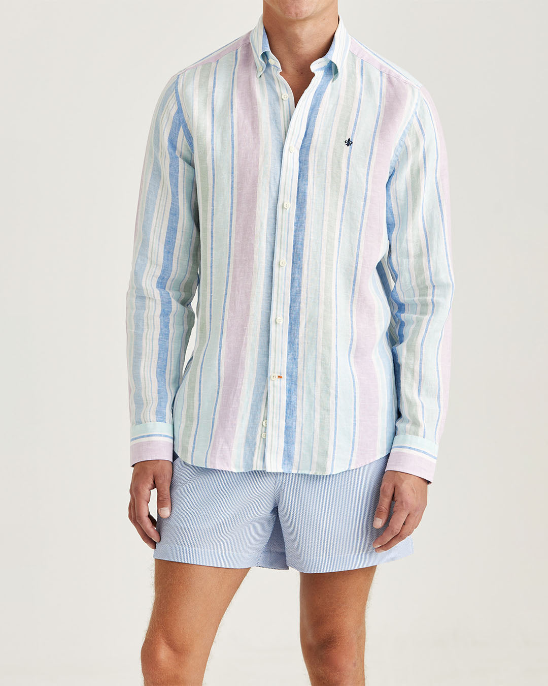 Morris Happy Linen Stripe Shirt