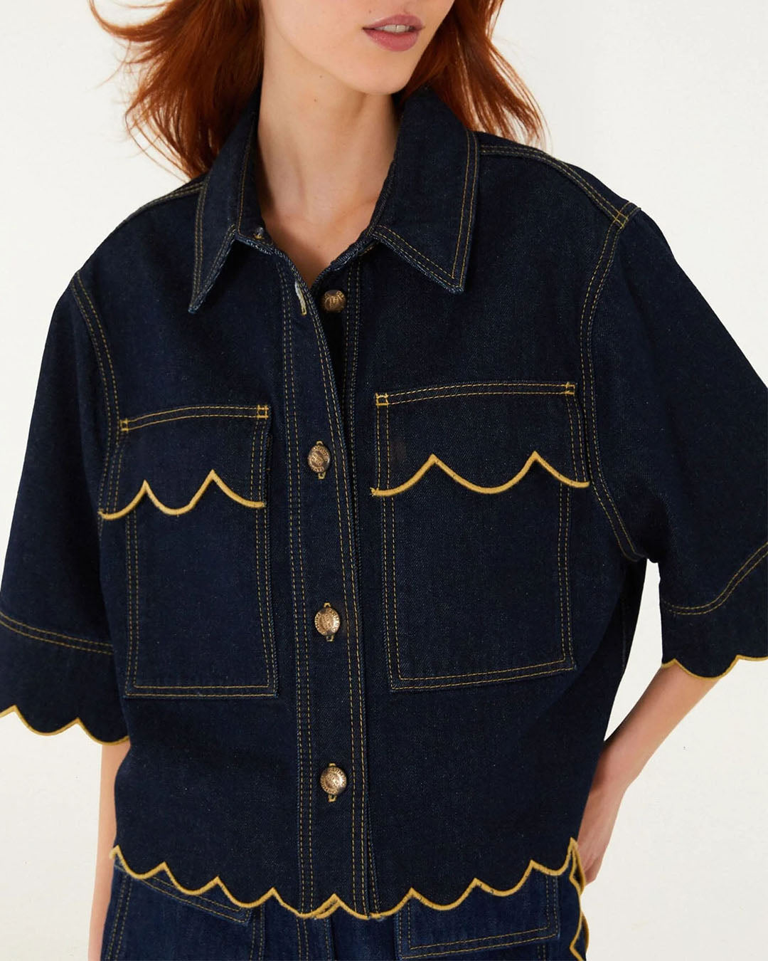 Farm Rio Short Sleeve Scallop Jacket