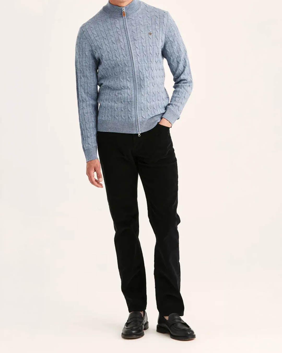Morris Merino Cable Zip Cardigan
