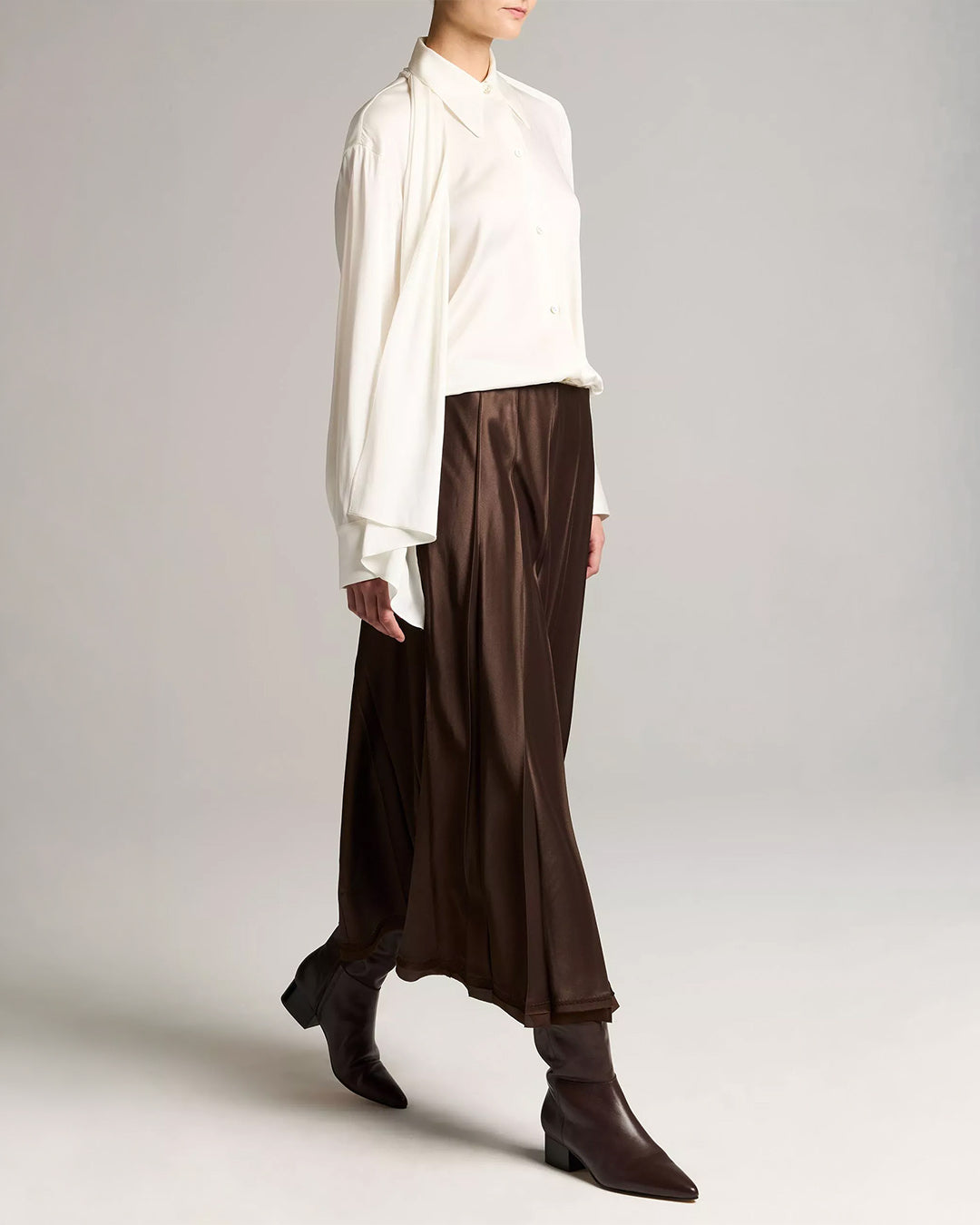 Vince Raw-Edge Satin Skirt