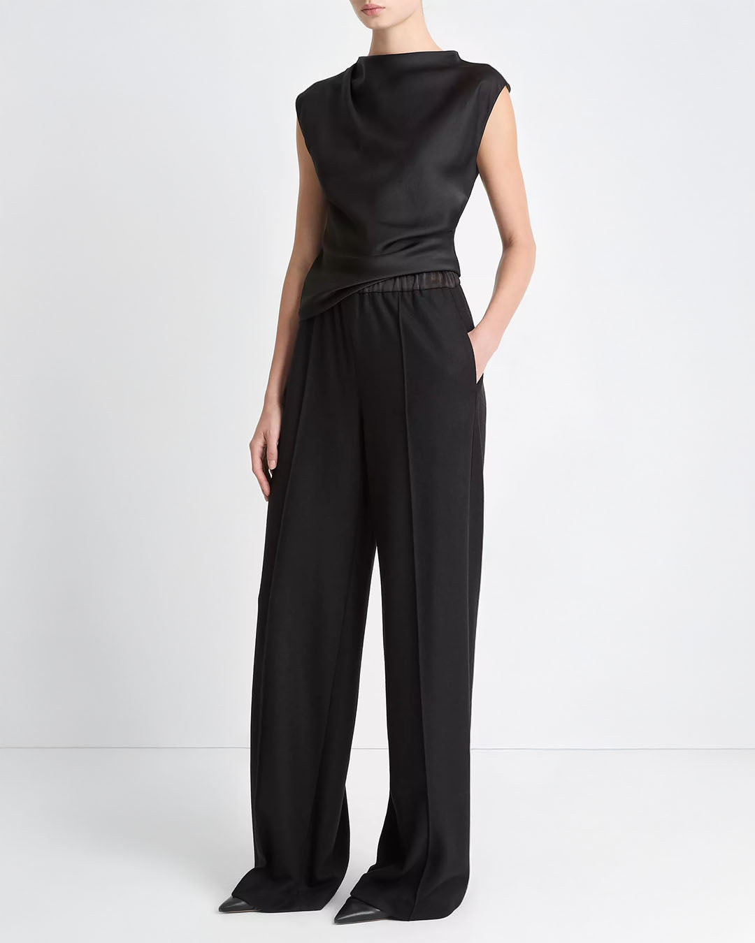 Vince Mid Rise Satin Combo Pull On Pant