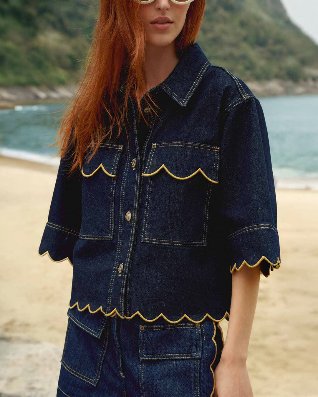 Farm Rio Short Sleeve Scallop Jacket