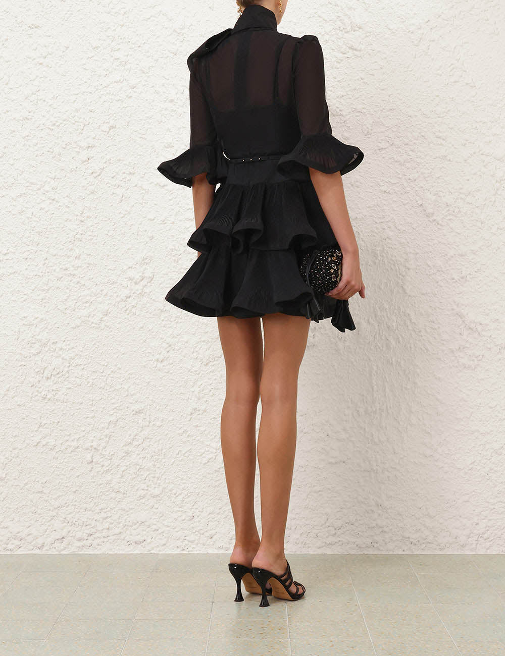 Zimmermann Pleated Sleeve Mini Dress