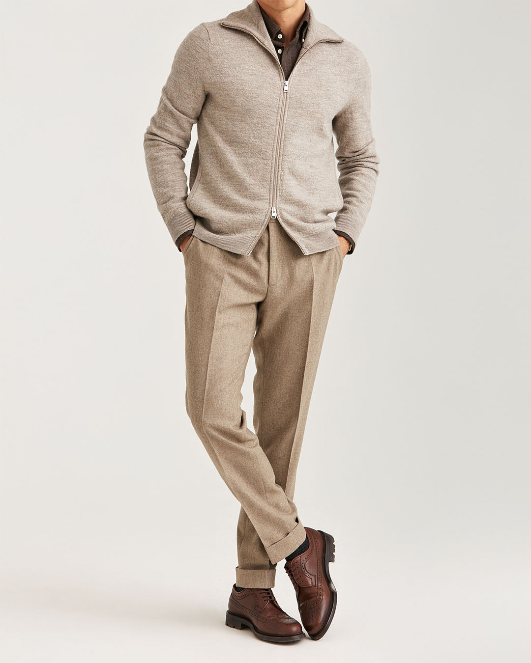 Morris Cork Knitted Zip Jacket