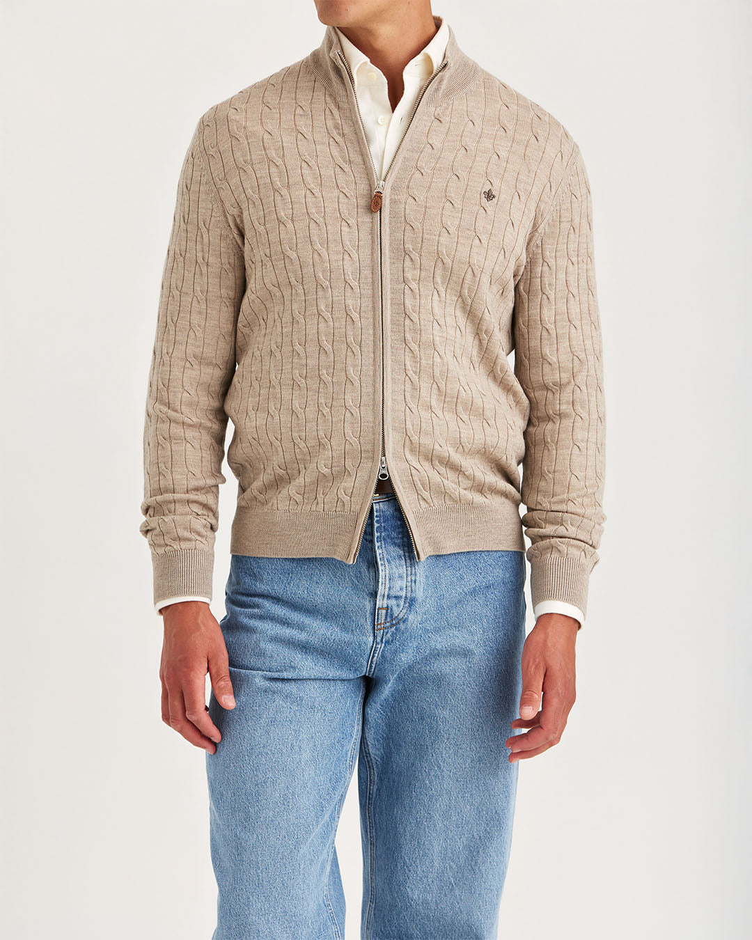 Morris Merino Cable Zip Cardigan