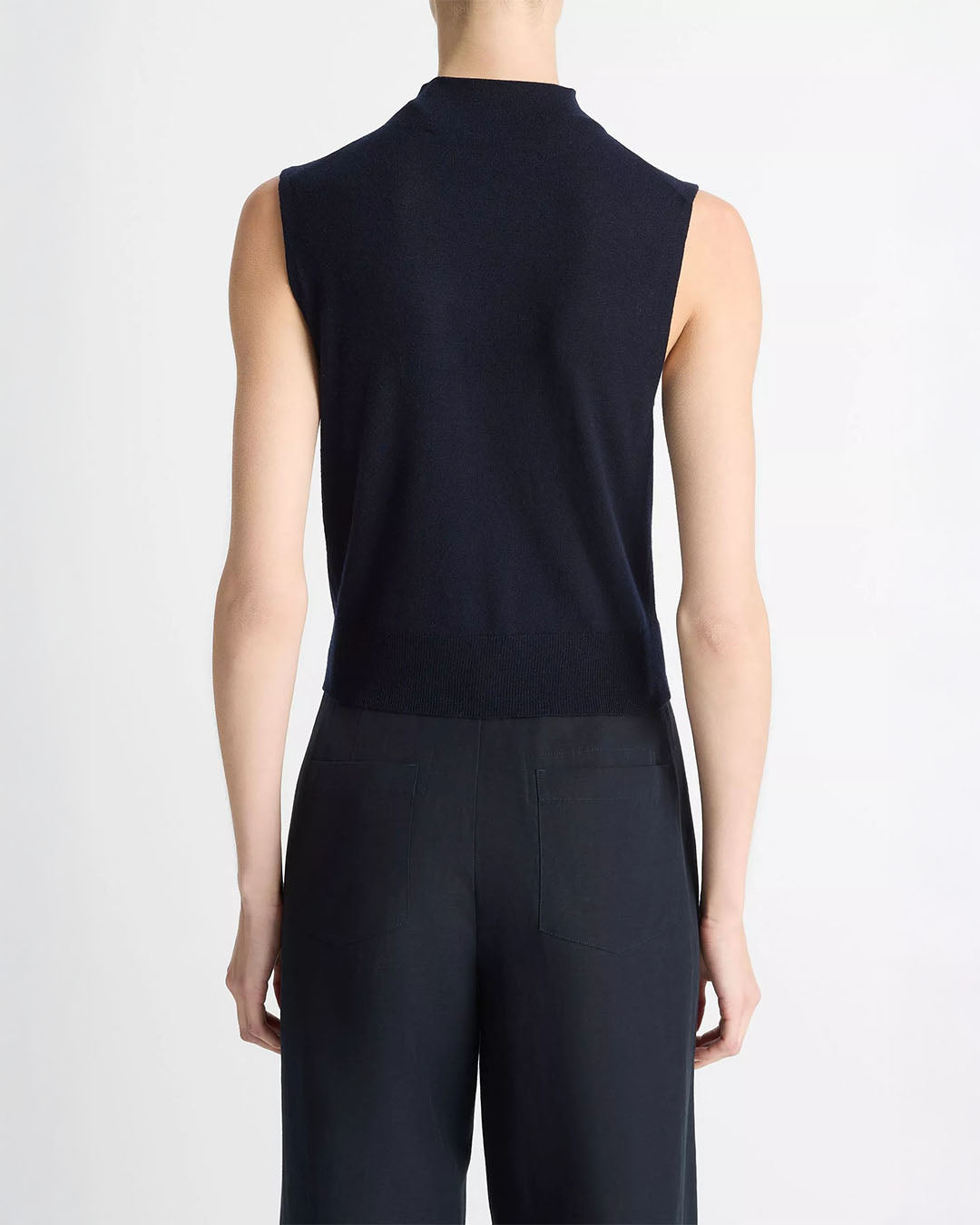 Vince Wool-Blend Sleeveless Mock-Neck