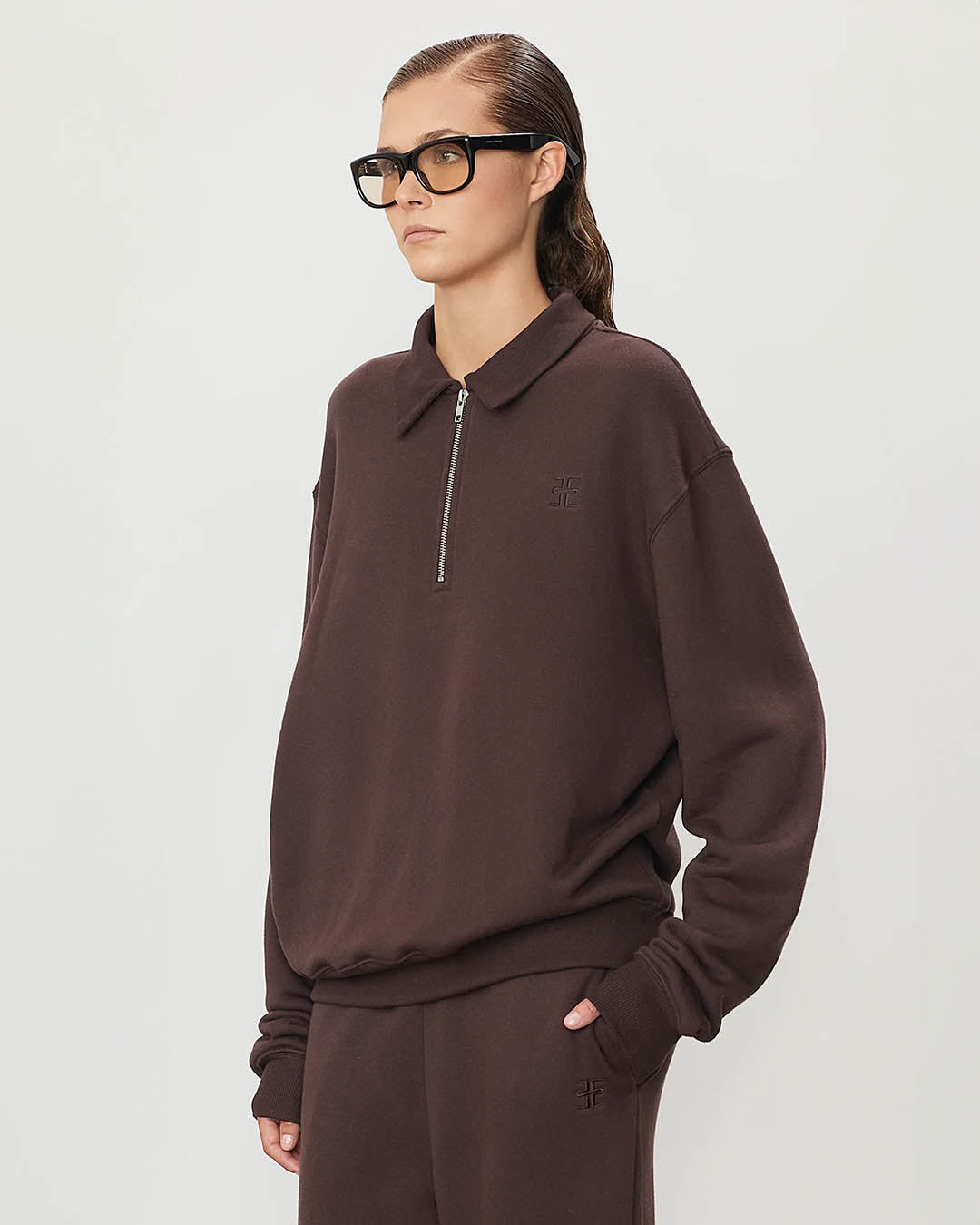 Eterne Zip up Polo Sweatshirt