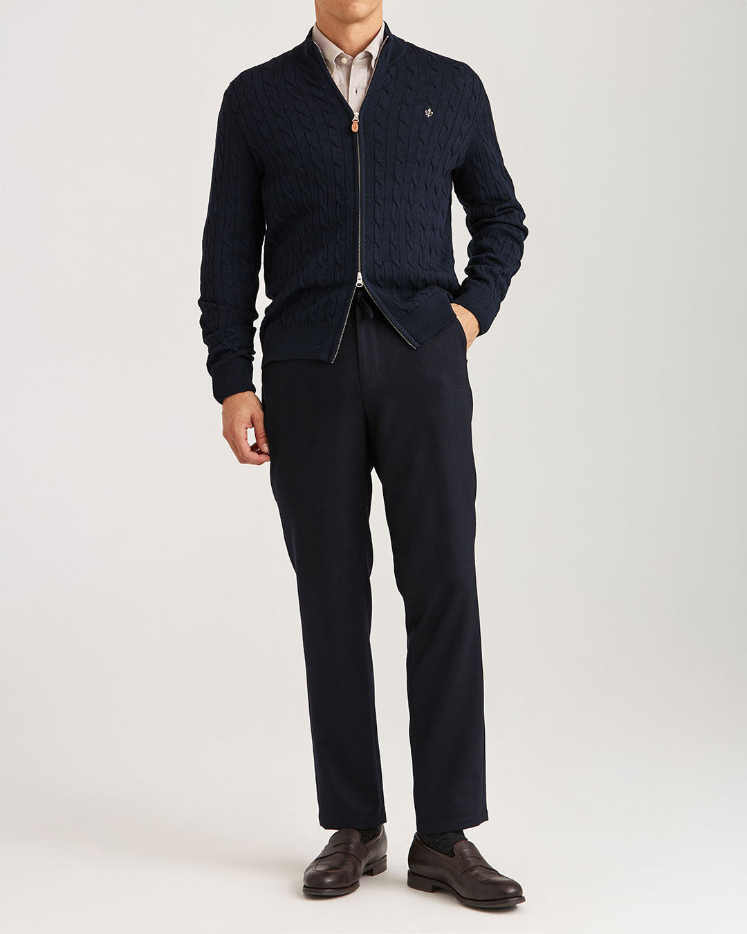 Morris Merino Cable Zip Cardigan