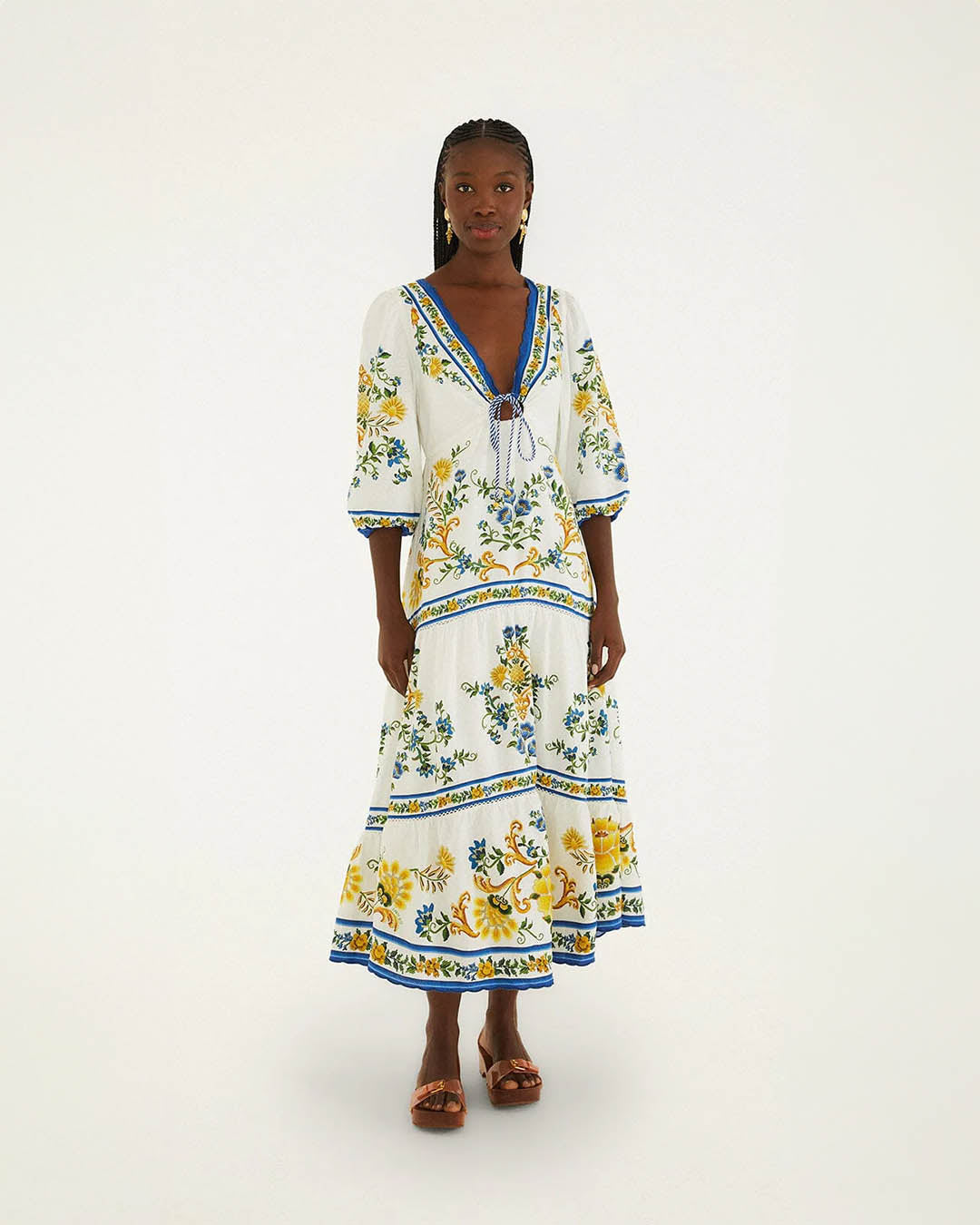Farm Rio Emily Floral Tapestry Off White Maxi Dress