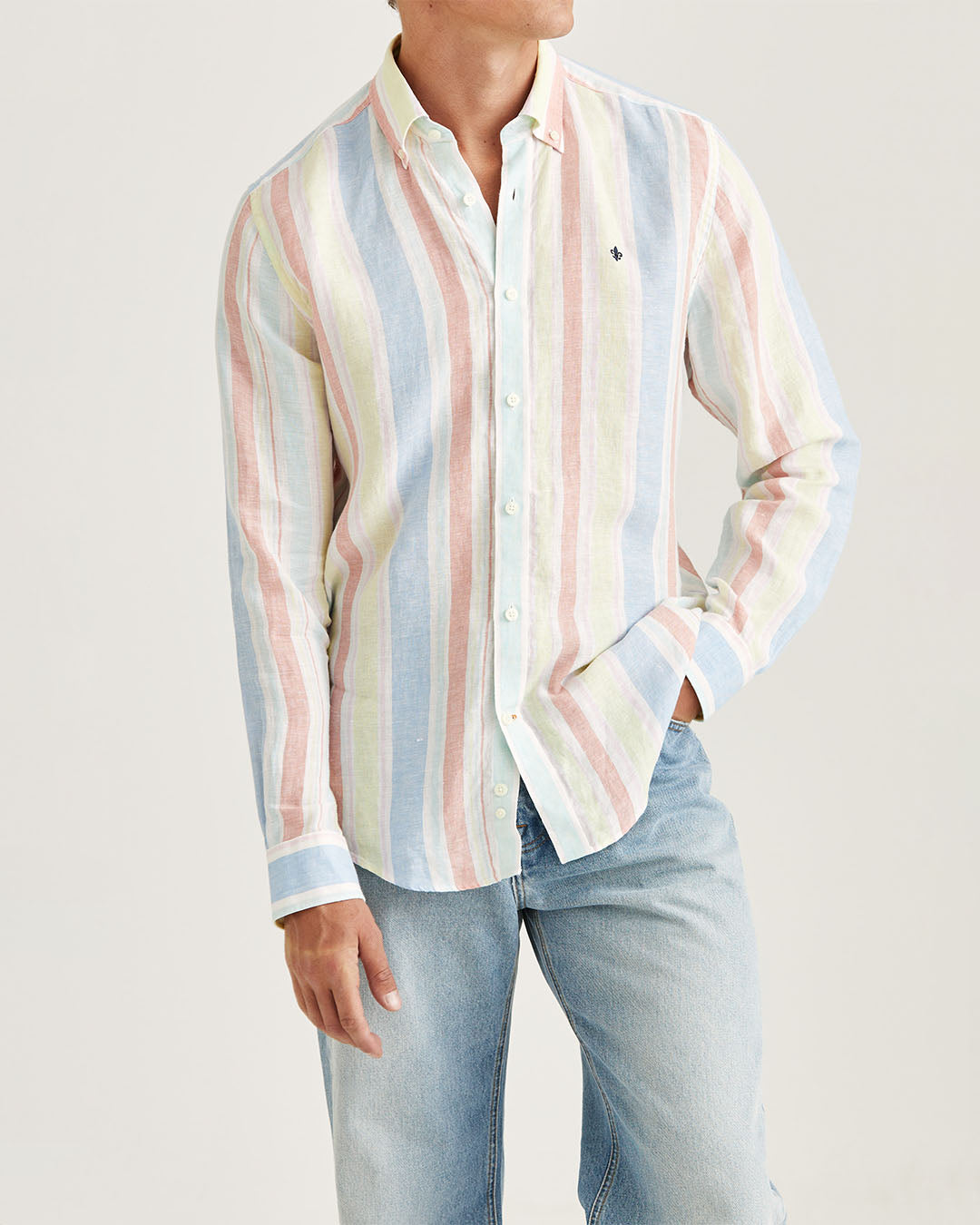 Morris Happy Linen Stripe Shirt