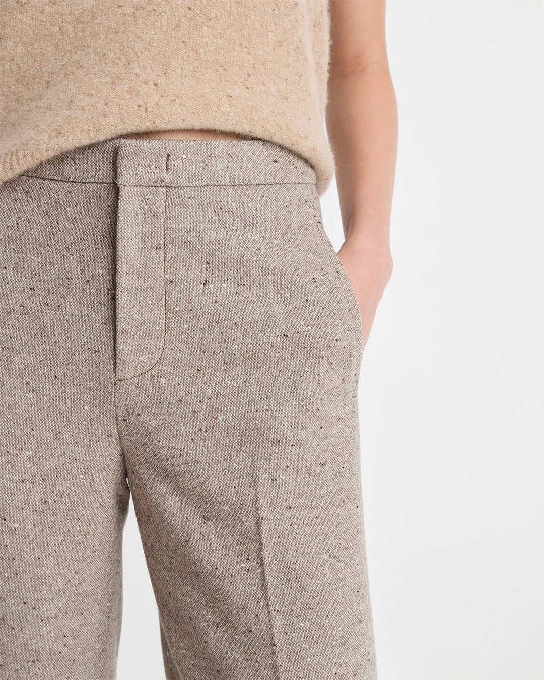 Vince Donegal Wool-Blend Wide-Leg Trouser